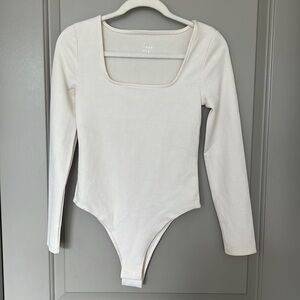 Cream square neck bodysuit - Small